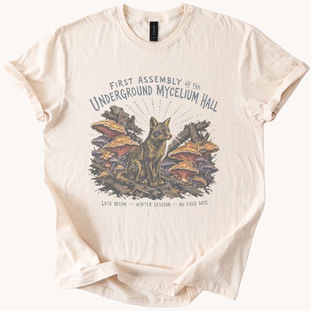 Boho Vintage Style Fox Mushroom Forest Graphic Tee